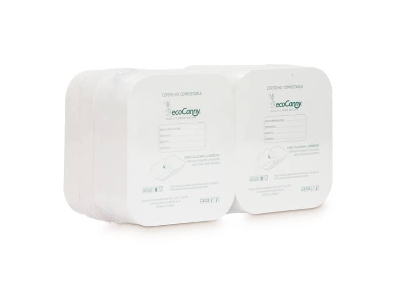 Coperchi per vaschette bio-compostabili ecoCanny Take Away in cartoncino bianco 15,5×14 cm – conf. 100 pz – ECO?COP12