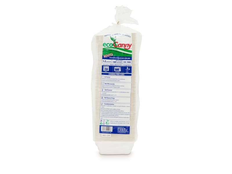 Vaschetta bio-compostabile ecoCanny Take Away bianco 1/2 porzioni conf. 100 pz  – ECO?T12CA
