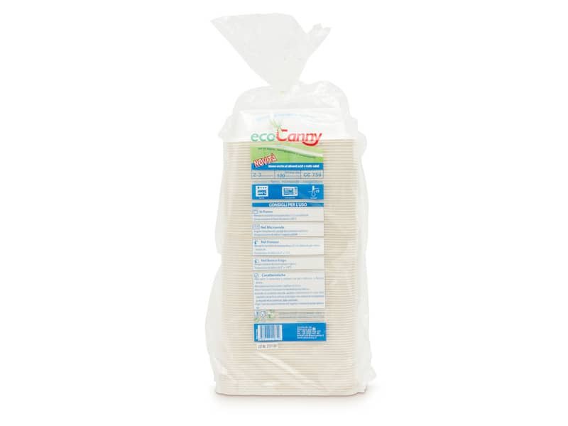 Vaschetta bio-compostabile ecoCanny Take Away bianco 2/3 porzioni conf. 100 pz  – ECO?T23CA