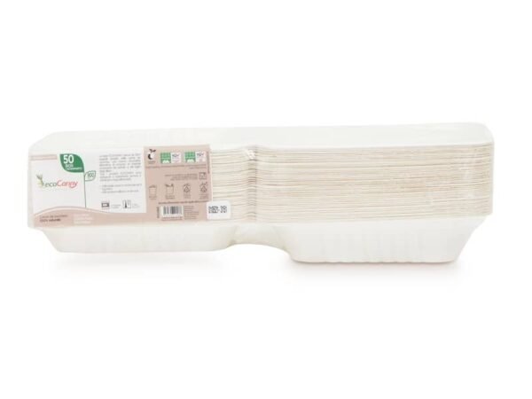 Box monoscomparto bio-compostabili ecoCannyTake Away bianco 200x200x70 mm conf. 50 pz - ECO?HB08