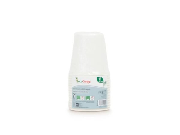 Bicchieri in fibre vegetali ecoCanny bio-compostabili bianco 370 cc conf. 15 pz ECO?C370