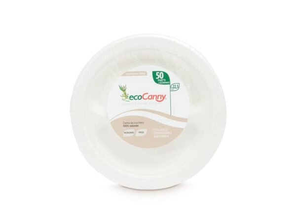 Piatti a 2 scomparti bio-compostabili ecoCanny Party bianco 225x22 mm conf. 50 pz - ECO?008CA