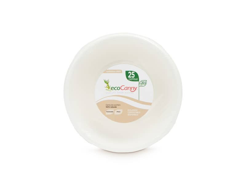 Ciotola bio-compostabile ecoCanny Take Away bianco 205×60 mm conf. 25 pz  – ECO?205CA