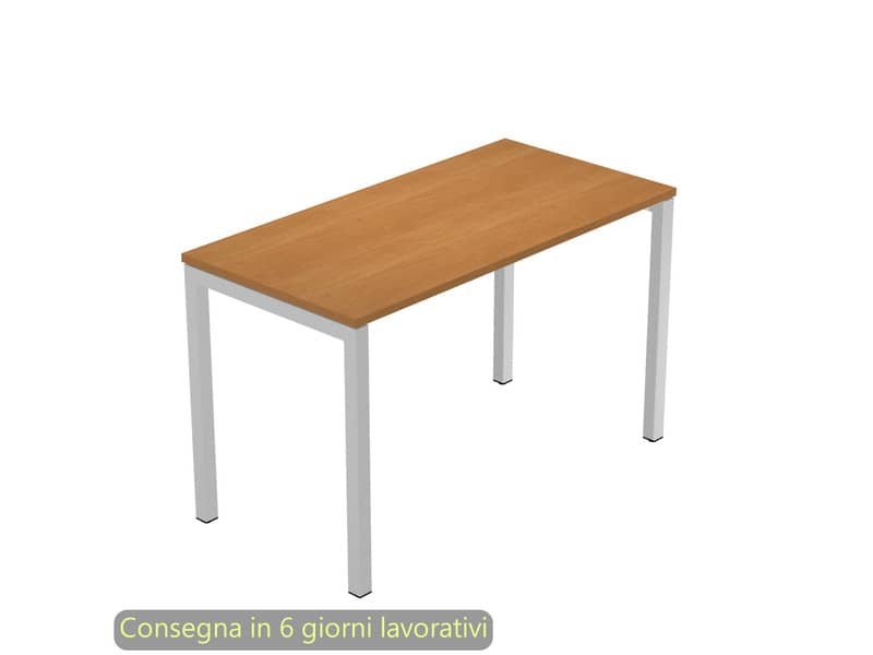 Scrivania piano noce chiaro 120x60xH.72,5 cm gamba a ponte metallo grigio linea Presto Venere Plus – 654/4