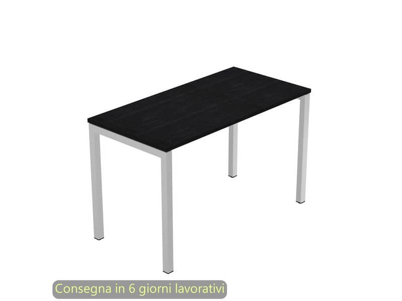 Scrivania piano nero venato frassino 120x60xH.72,5 cm gamba a ponte metallo grigio linea Presto Venere Plus – 654/8