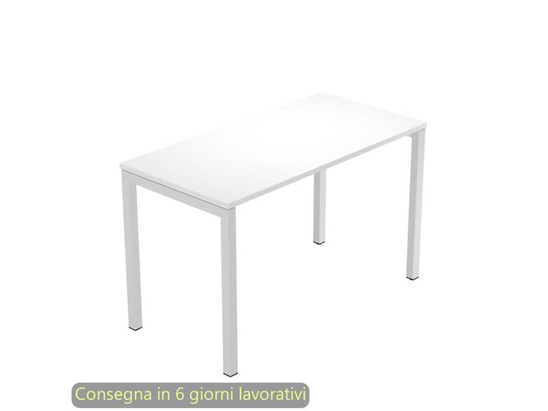 Scrivania piano bianco 120x60xH.72,5 cm gamba a ponte in metallo grigio linea Presto Venere Plus Artexport – 654/3