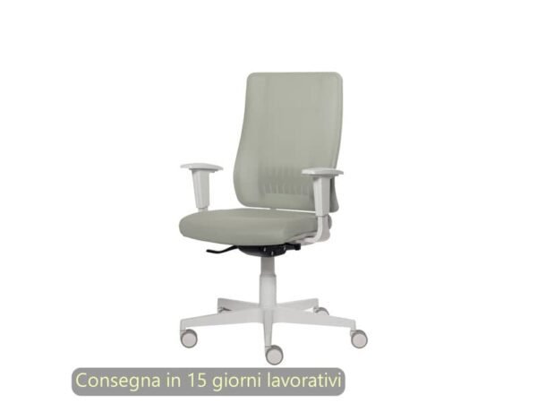 Poltrona semi-direzionale Liberty Syncro Seditaly scocca bianca tessuto ignifugo ‚cru - L2G0S1TDGDM24