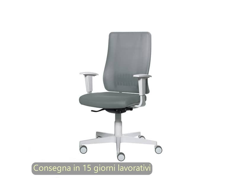 Poltrona semi-direzionale Liberty Syncro Seditaly scocca bianca tessuto ignifugo grigio scuro – L2G0S1TDGDM71