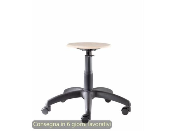 Seduta tecnica Work Wood 40 tondello in faggio e base in nylon Seditaly bassa LBGSF0000L119