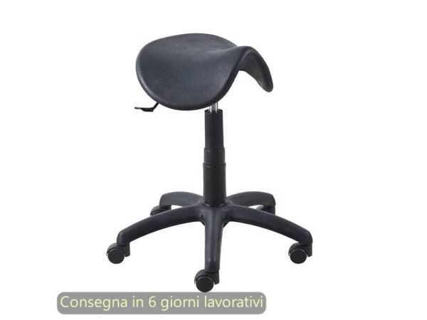 Sgabello tecnico a sella Mount 50 in PU integrale e lavabile nero Seditaly medio MTG2F6PL0PU01