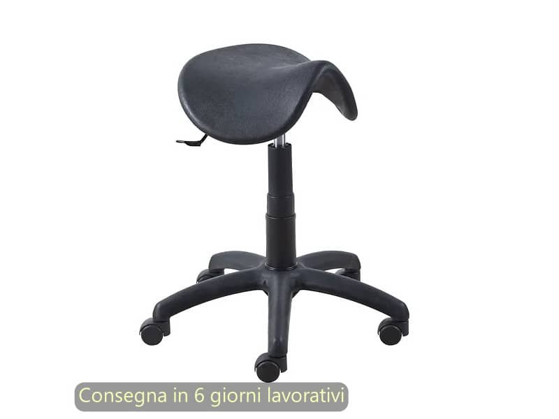 Sgabello tecnico a sella Mount 50 in PU integrale e lavabile nero Seditaly medio MTG2F6PL0PU01