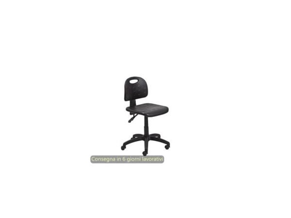 Sgabello tecnico Labor Back-system 50 nero Seditaly in PU lavabile medio LBG2C5QL0PU01
