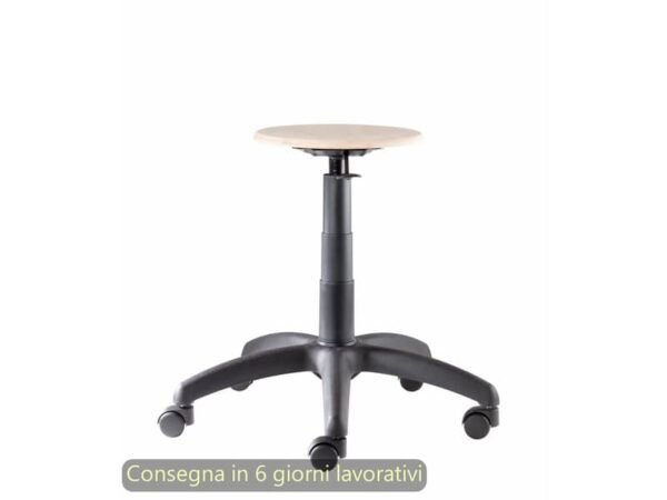Sgabello tecnico Work Wood 50 tondello in faggio e base in nylon Seditaly medio LBHSF0000L119