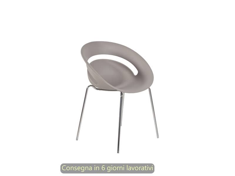 Set 2 sedute ospite Seditaly Chlo‚ in PP riciclato e gambe in acciaio cromato tortora – COV0F1200PP39