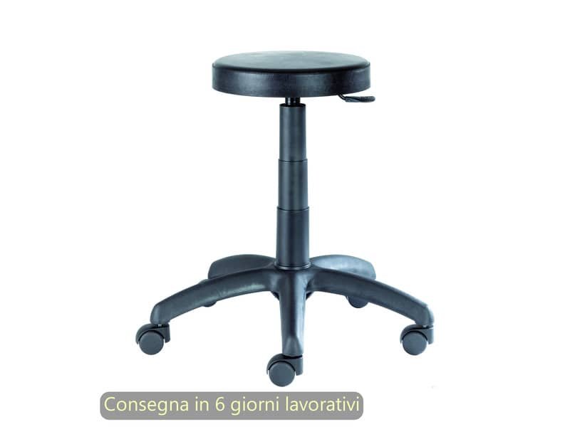 Sgabello tecnico Work 50 tondello in PU flessibile e lavabile nero Seditaly medio – LBHSF0000PU01