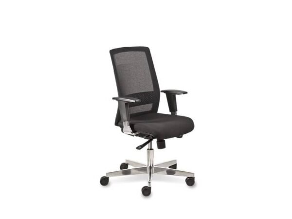 Poltrona semi-direzionale Olimpia Syncro Seditaly tessuto ignifugo nero base alluminio - OLG0T18AGB833