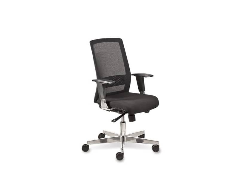 Poltrona semi-direzionale Olimpia Syncro Seditaly tessuto ignifugo nero base alluminio – OLG0T18AGB833