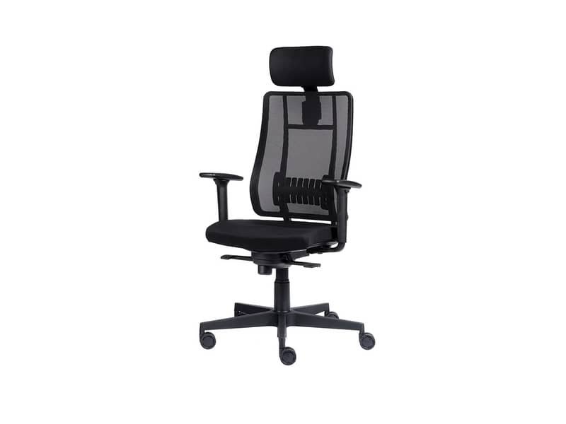 Poltrona semi-direzionale Liberty Syncro Seditaly tessuto ignifugo con poggiatesta nero – LTGPS1TEGB1R1