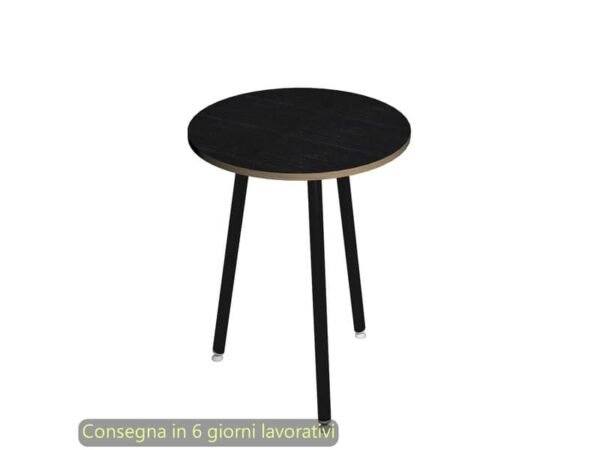 Tavolo riunione rotondo alto Skinny Metal ›80xH.105 cm con 3 gambe met. bianche Artexport piano nero