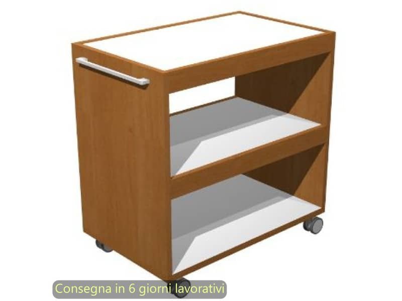 Carrello su ruote a 3 ripiani angolo Ristoro 70×43,8xH.73 cm Artexport noce chiaro/bianco – 2851/34