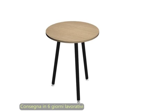 Tavolo riunione rotondo alto Skinny Metal ›80xH.105 cm con 3 gambe met. bianche Artexport piano rovere