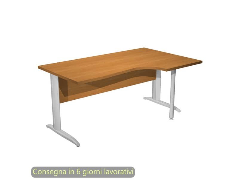 Scrivania penisola destra piano noce 160×60/80/100xH.72 cm gamba a L metallo cromato Presto Compact – 008K211/4/AR