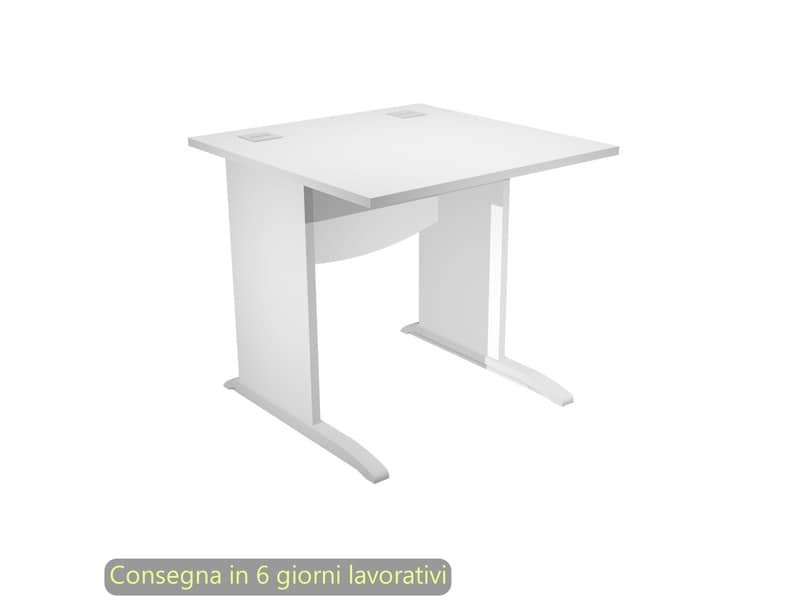 Scrivania piano bianco 80x80xH.73 cm gamba a pannello con piede ad L grigio linea Flex Artexport – JPL80/3