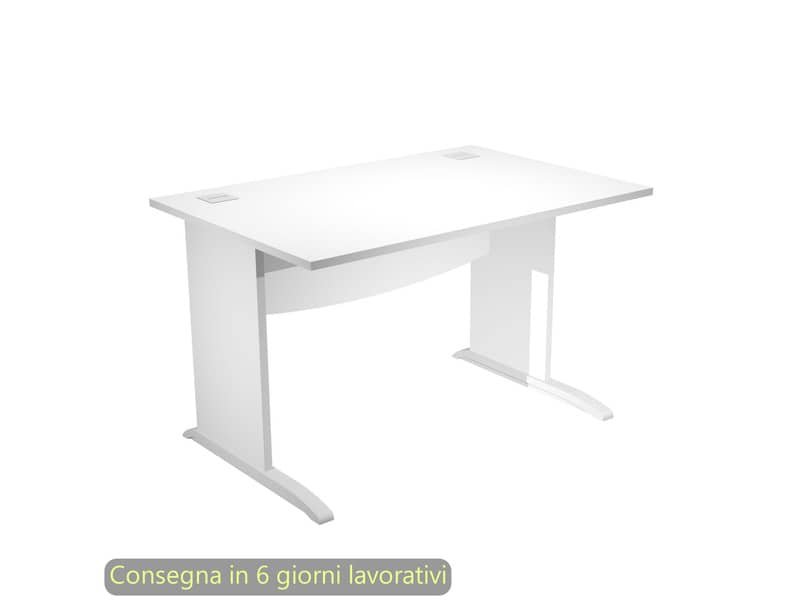 Scrivania piano bianco 120x80xH.73 cm gamba a pannello con piede ad L grigio linea Flex Artexport – JPL120/3