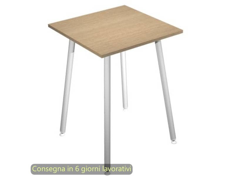 Tavolo alto Skinny Metal 80x80xH.105 cm con gambe met. bianche Artexport piano rovere – 6401-DJC-C-AN