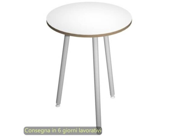 Tavolo rotondo Skinny Metal ›80xH.74,4 cm con gambe met. bianche Artexport piano bianco - 6408-DJD-3C-AN