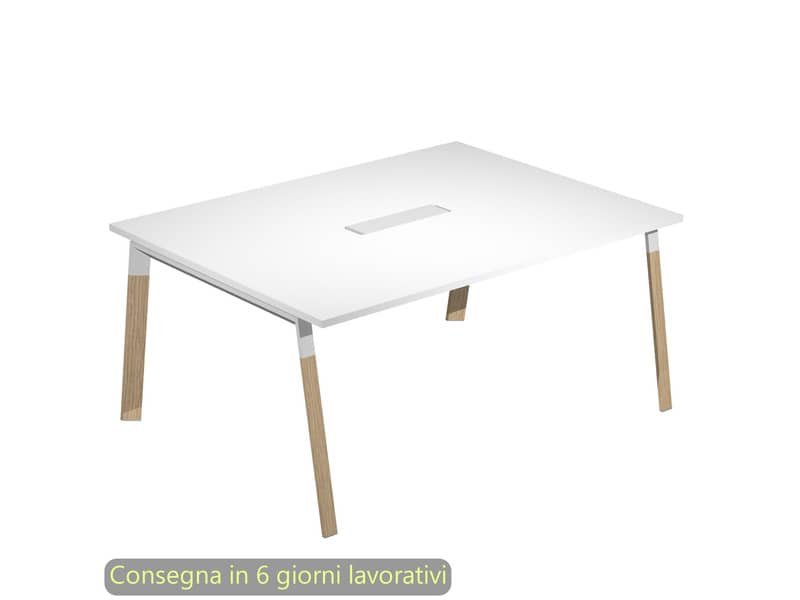 Tavolo riunioni con top access Bridge 160x120xH.72,5 cm gambe met. bianche Artexport piano bianco – SOL-TR/3-AM