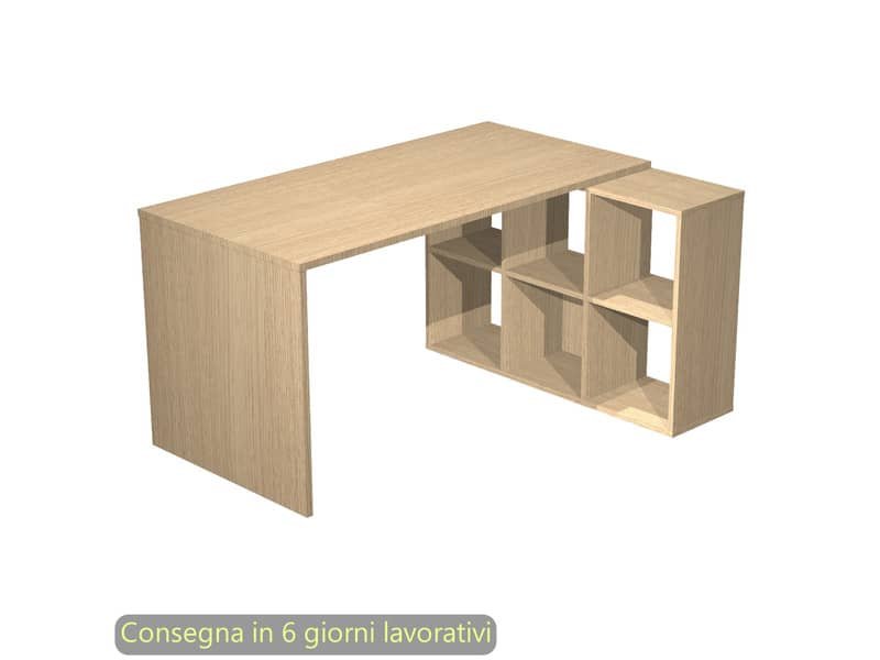Scrivania su mobile contenitore 6 caselle piano rovere 140×104,1xH.72,4 cm Artexport – 2767+6MaxC/C