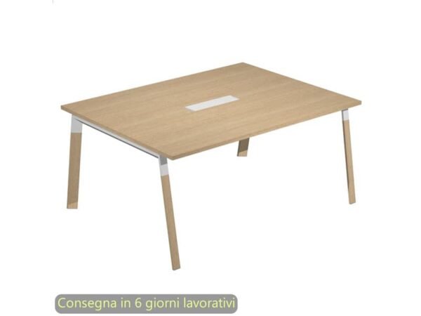 Tavolo riunioni con top access Bridge 160x120xH.72,5 cm gambe met. bianche Artexport piano rovere - SOL-TR/C-AM
