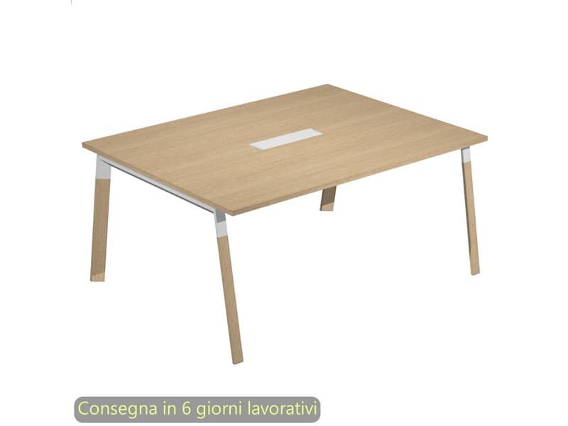 Tavolo riunioni con top access Bridge 160x120xH.72,5 cm gambe met. bianche Artexport piano rovere – SOL-TR/C-AM