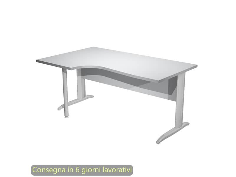 Scrivania penisola sinistra piano grigio 160×60/80/100xH.72 gamba a L metallo cromato Presto Compact – 009K211/9/AR