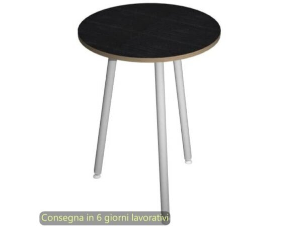 Tavolo rotondo Skinny Metal ›80xH.74,4 cm con gambe met. bianche Artexport piano nero - 6408-DJD-8C-AN