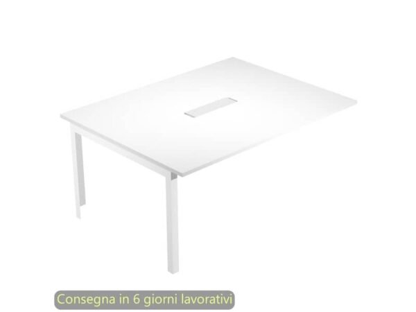 Allungo laterale per tavolo riunioni Bridge 160x120xH.72,5 cm gambe met. bianche Artexport piano bianco