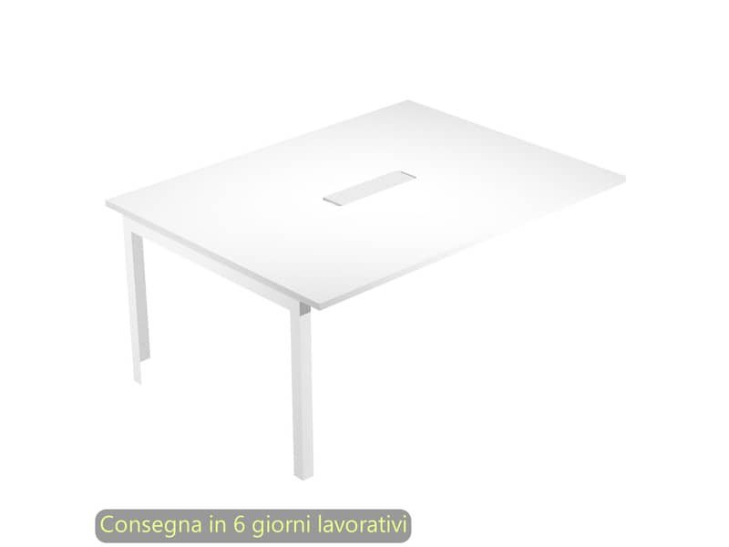 Allungo laterale per tavolo riunioni Bridge 160x120xH.72,5 cm gambe met. bianche Artexport piano bianco
