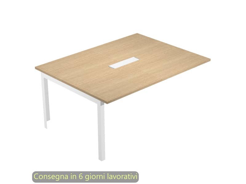 Allungo laterale per tavolo riunioni Bridge 160x120xH.72,5 cm gambe met. bianche Artexport piano rovere