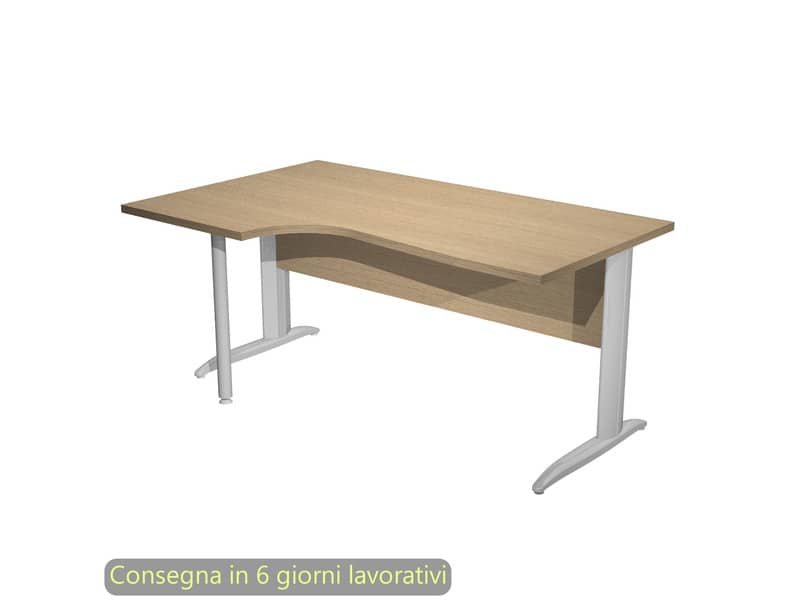 Scrivania penisola sinistra piano rovere 160×60/80/100xH.72 gamba a L metallo cromato Presto Compact – 009K211/C/AR