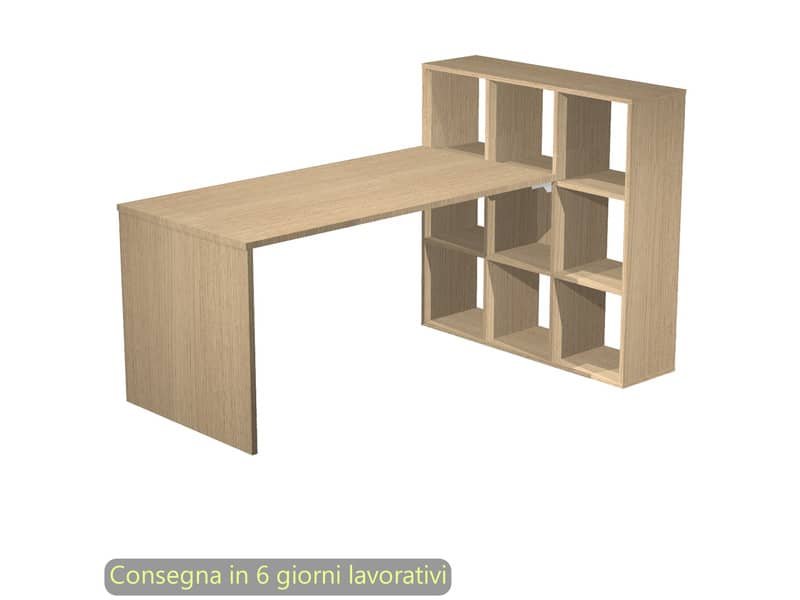 Scrivania su mobile contenitore 9 caselle piano rovere 140×104,1xH.72,4 cm Artexport – 2767+9MaxC/C