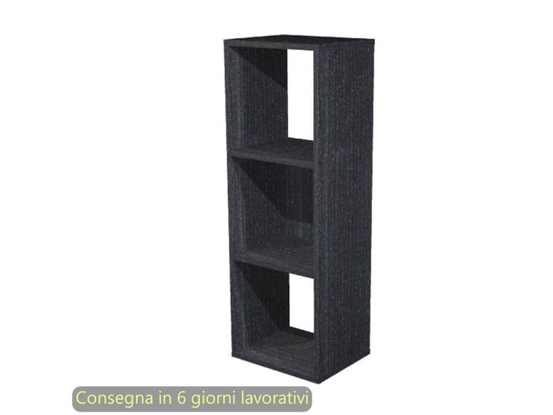 Libreria componibile Maxicolor – 3 caselle – 35,9×29,2×103,9 cm – Artexport nero venato frassino – 3MaxC/8