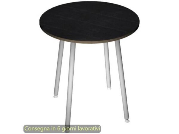 Tavolo rotondo Skinny Metal ›100xH.74,4 cm con gambe met. bianche Artexport piano nero - 6410-DJD-8C-AN
