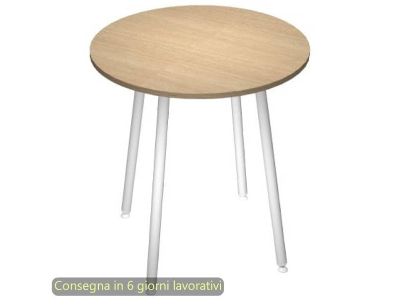Tavolo rotondo Skinny Metal ›100xH.74,4 cm con gambe met. bianche Artexport piano rovere – 6410-DJD-C-AN