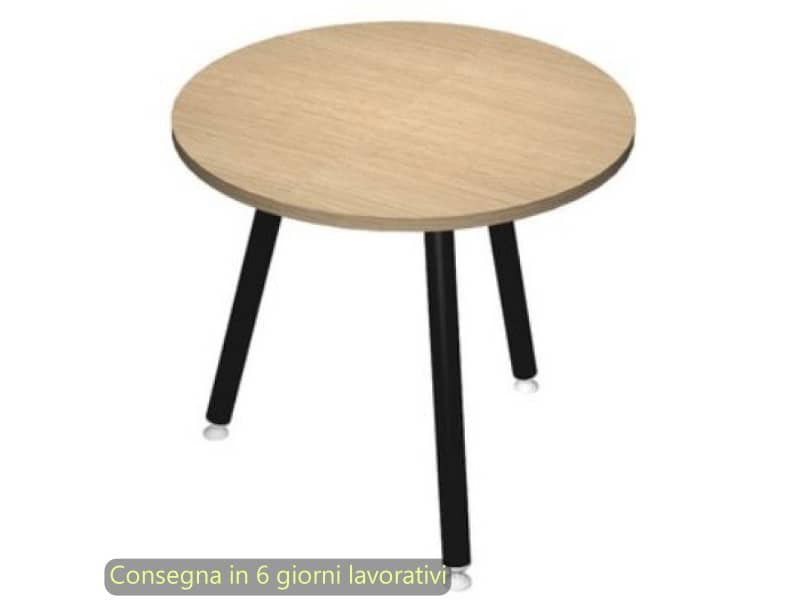 Tavolo rotondo Skinny Metal ›80xH.74,4 cm con gambe met. nere Artexport piano rovere – 6408-DJA-C-AQ