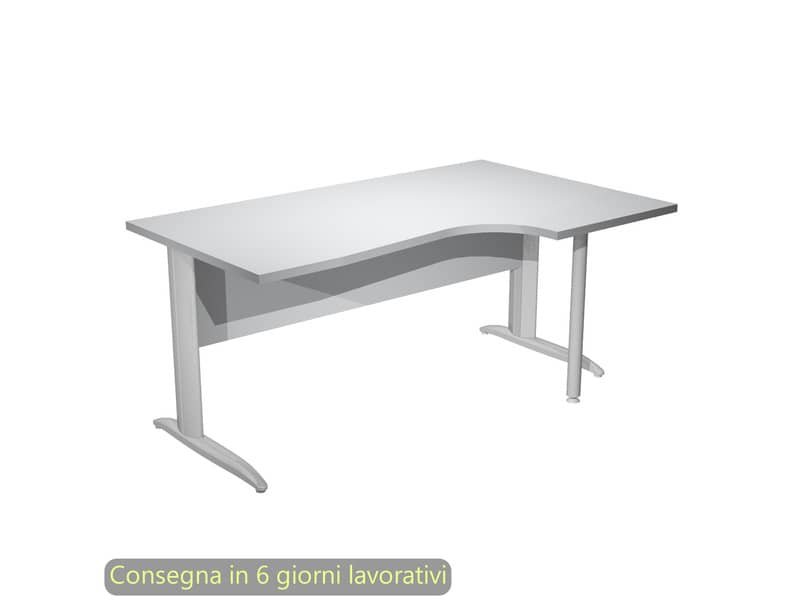 Scrivania penisola destra piano grigio 160×60/80/100xH.72 cm gamba a L metallo cromato Presto Compact – 008K211/9/AR