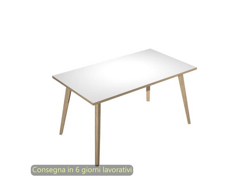 Scrivania piano bianco 140x80xH.74,4 cm gamba rastremata in legno rovere linea Woody Artexport – 6402-DKA-3C-AQ