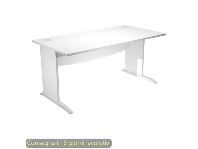 Scrivania piano bianco 140x80xH.73 cm gamba a pannello con piede ad L grigio linea Flex Artexport – JPL140/3