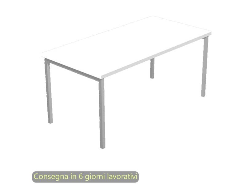 Scrivania piano bianco 120x80xH.72,5 cm gamba a ponte in metallo grigio linea Presto Venere Plus Artexport – 664/3