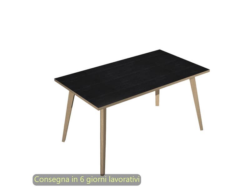 Scrivania piano nero venato frassino 140x80xH.74,4 cm gamba rastremata in legno rovere Woody – 6402-DKA-8C-AQ